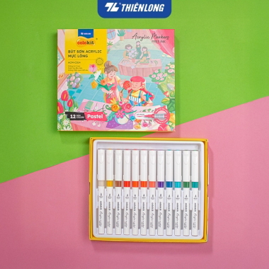 Pastel Acrylic Markers Bút sơn/ Bút lông 6/12/24 màu ThiênLong Colokit - Màu sắc tươi sáng, Mượt tay đều màu