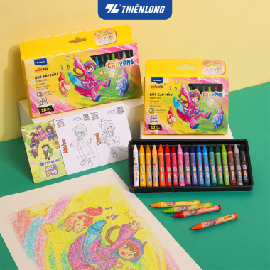 Bút sáp 12/18 màu Thiên Long Colokit - Màu sắc tươi sáng Phủ đều Bền màu - Phiên bản Akooland